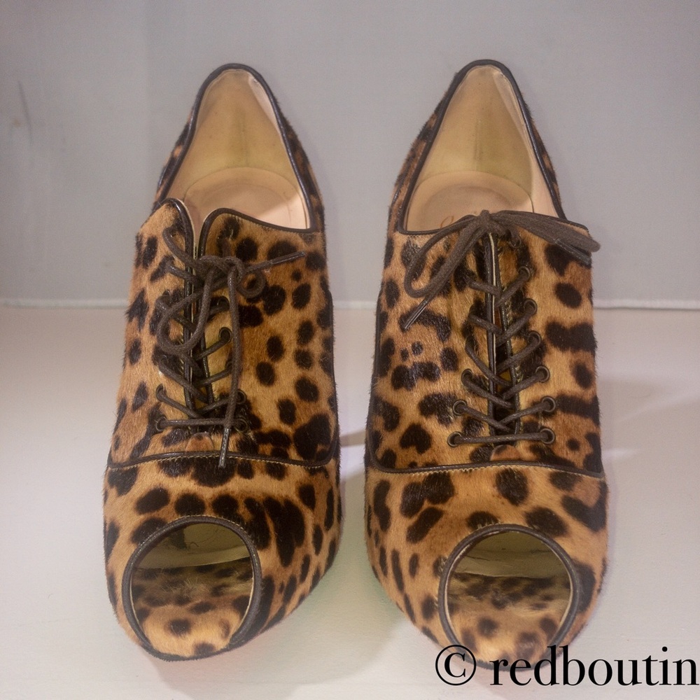 Traded 👠Derby leopard pony hair open toe booties - Picture 5 of 8